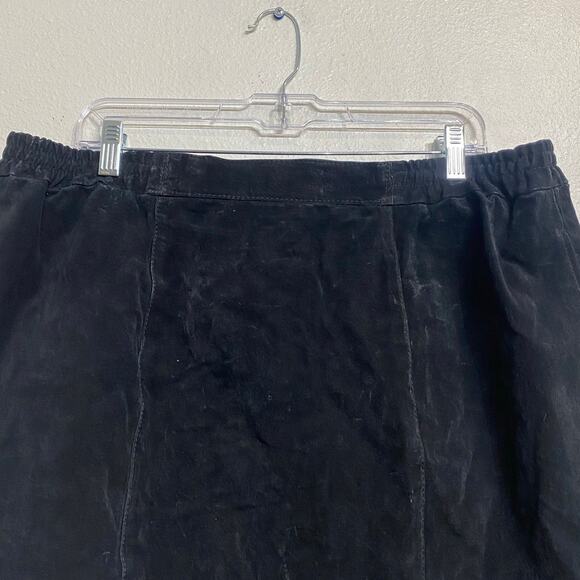 August Max Woman Black Leather Vintage Mini Skirt Sz 16 - Picture 2 of 10